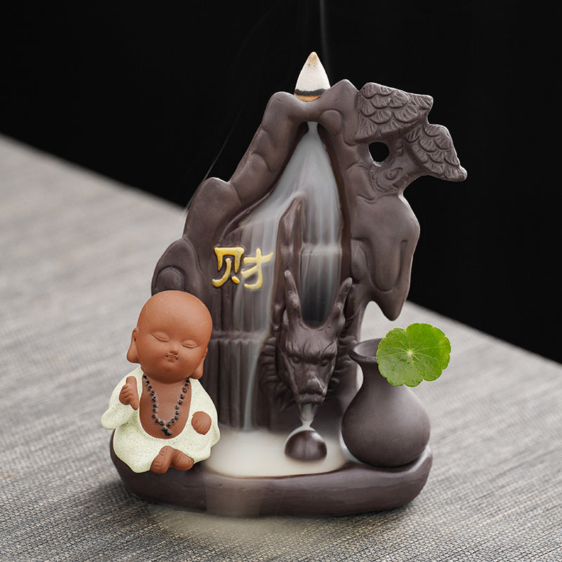 Creative tea pet purple sand backflow incense burner tea ceremony home indoor mountain stream incense ornaments sandalwood agarwood incense