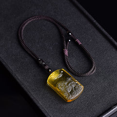 Kirin pendant yellow crystal auspicious beast auspicious fire jade Kirin child-giving men and women necklace pendant Pixiu pendant