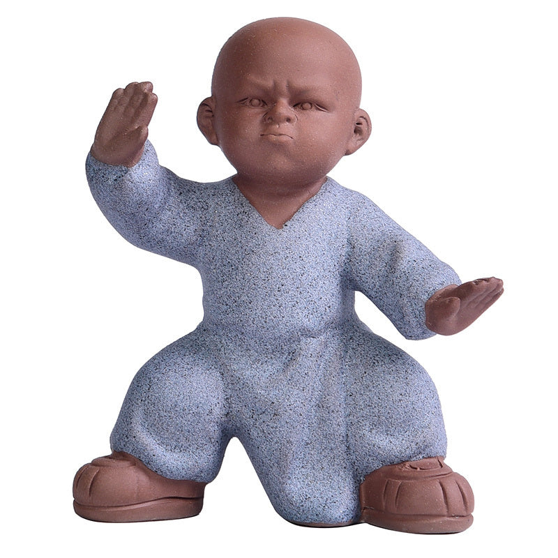 Tea pet ornaments can be kept Kung Fu Tai Chi little monk sand mining eight-style Zen desktop office personality decoration