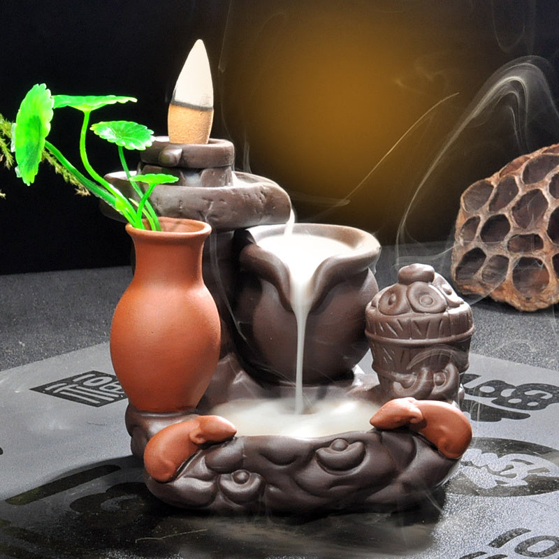 Backflow incense burner good luck home indoor mountain stream purple sandalwood tea ceremony creative tea pet personality ornaments