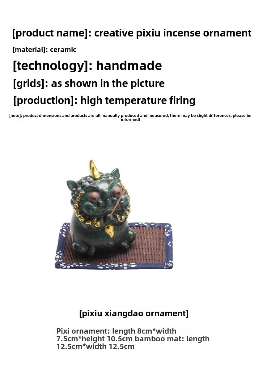 Creative ceramic Pixiu aromatherapy furnace ornaments home indoor fortune kiln change tea pet tea play line incense holder incense burner