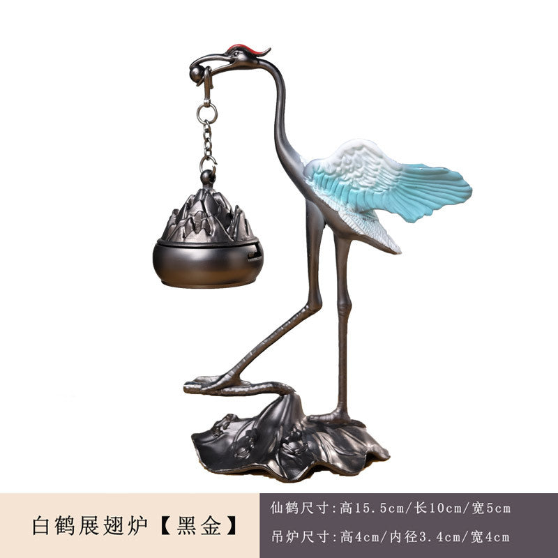 Flying crane incense burner home indoor tea pet tea table small ornaments incense burner small plate incense burner Chinese style incense burner