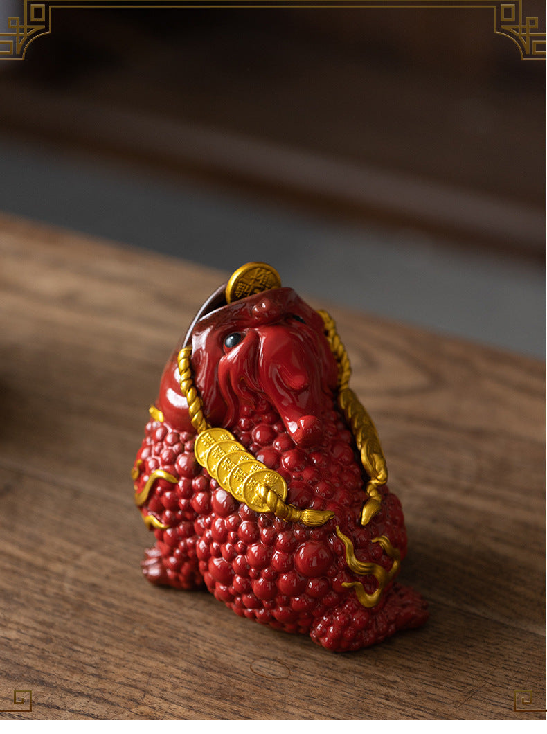 Dehua living room red ceramic golden toad opening business fortune three-legged toad large office porch crafts ornaments