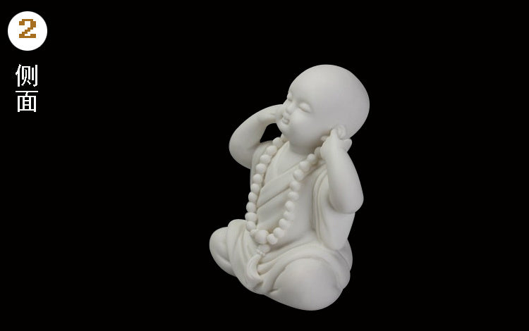 Creative boutique Dehua white porcelain Zen little monk tea pet ornaments handmade ceramic little monk home decoration