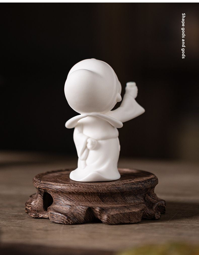 Creative white porcelain Li Bai tea pet small ornaments character home living room study porch office desktop boutique decoration