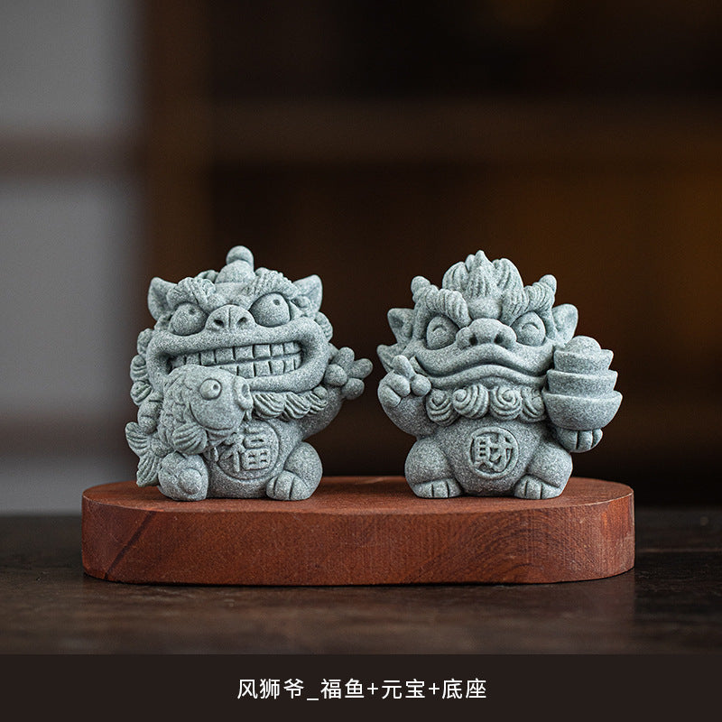 Creative auspicious beast small Pixiu fortune tea pet ornaments cute healing fish tank potted landscape living room desktop decoration