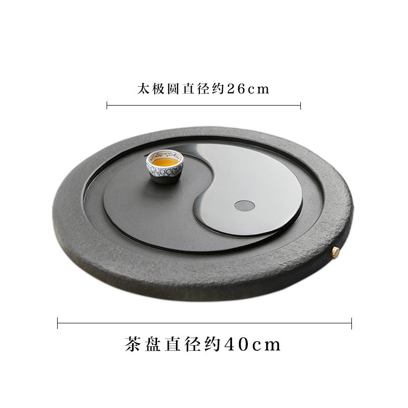 Tai Chi Bagua Wujin Stone Tea Tray Natural Raw Stone Round Stone Tea Sea Tea Set Home Integrated Stone Tea Tray Dual Use