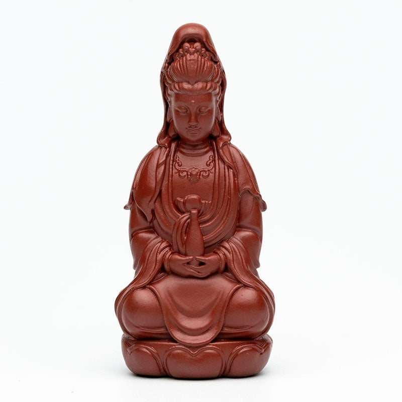 Yixing Premium Purple Clay Guanyin Bodhisattva Tea Pet Ornament Tea Set Cultivable Buddha Statue Pure Handmade Tea Play Carved Buddha Statue