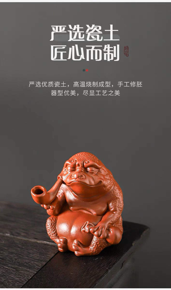 Purple sand pipe Golden Toad tea pet fortune-bringing handmade cultivar tea set accessories Toad tea play tea art home home decoration